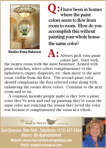 Syracuse Interior Designer Advice. Marcia Philipp, Manlius NY